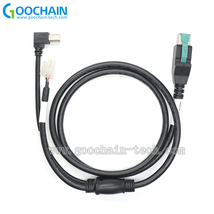 China 12V Power USB to Right-Angle USB-B Male with 2Pin Terminal Cable | Custom Power Data Cable Manufacturer | ISO9001 Certified manufacturer