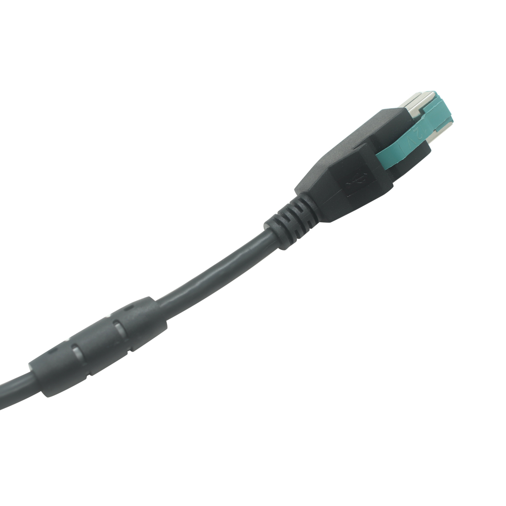 China 12V PoweredUSB Male to USB Type-C Male with Screw Lock + DC Male Power Cable | Custom 12V Power USB to Type-C Cable Manufacturer manufacturer