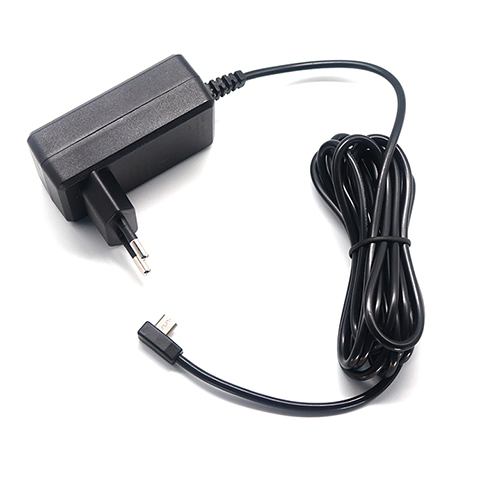 EU-Stecker-Netzteil mit seitlich um 90 Grad gedrehtem Micro-USB-Stecker | Hersteller von kundenspezifischen OEM/ODM-AC/DC-Ladegeräten