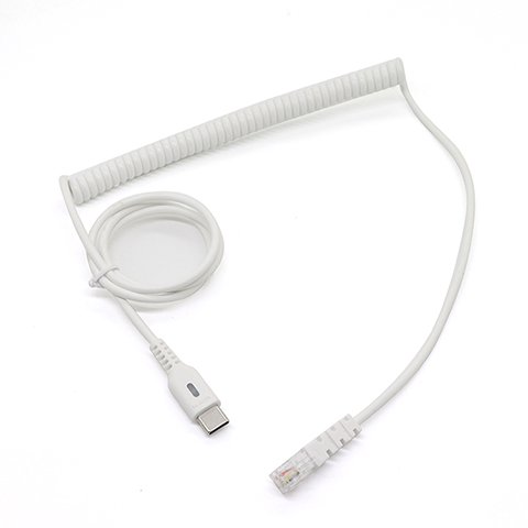 Cavo a spirale RJ11 4P4C a USB Type-C maschio – Connessione flessibile per telefono/dispositivo, certificato ISO9001