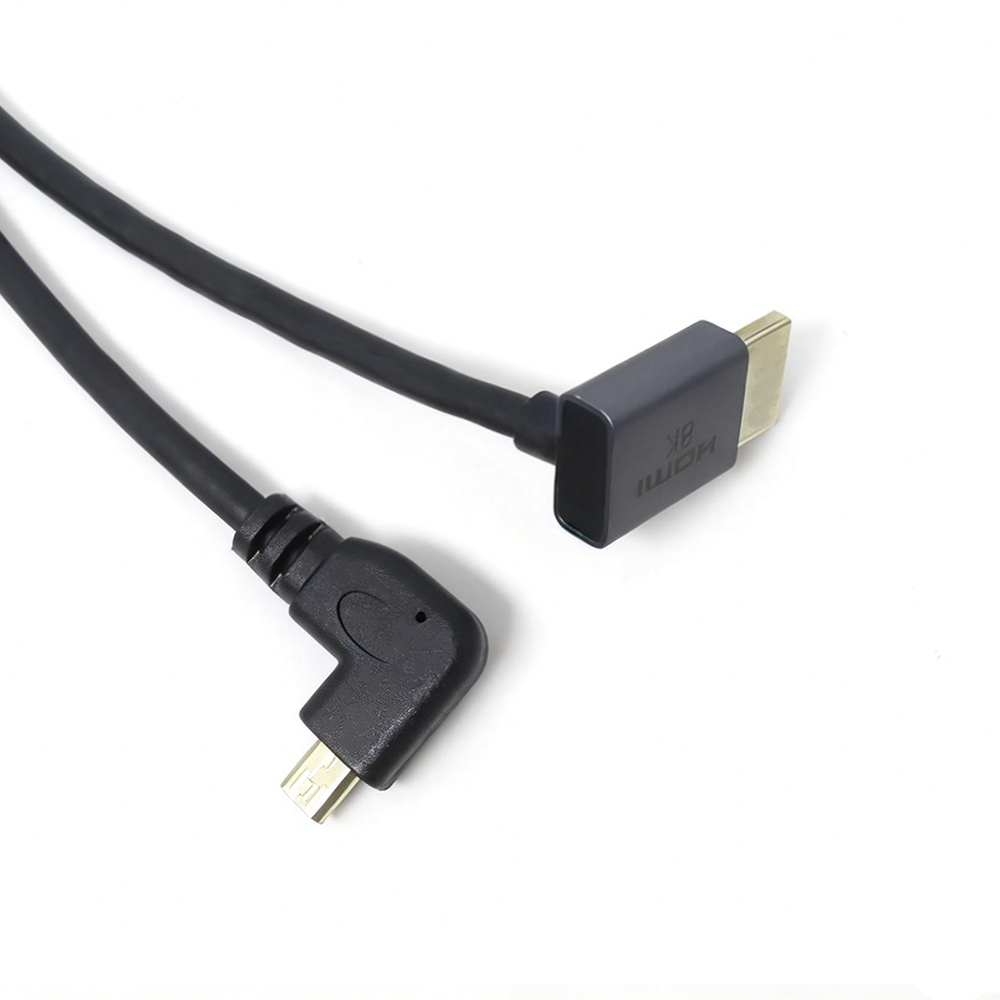 Micro-HDMI-Stecker 90° nach links abgewinkelt auf HDMI-Stecker 90° nach unten abgewinkelt