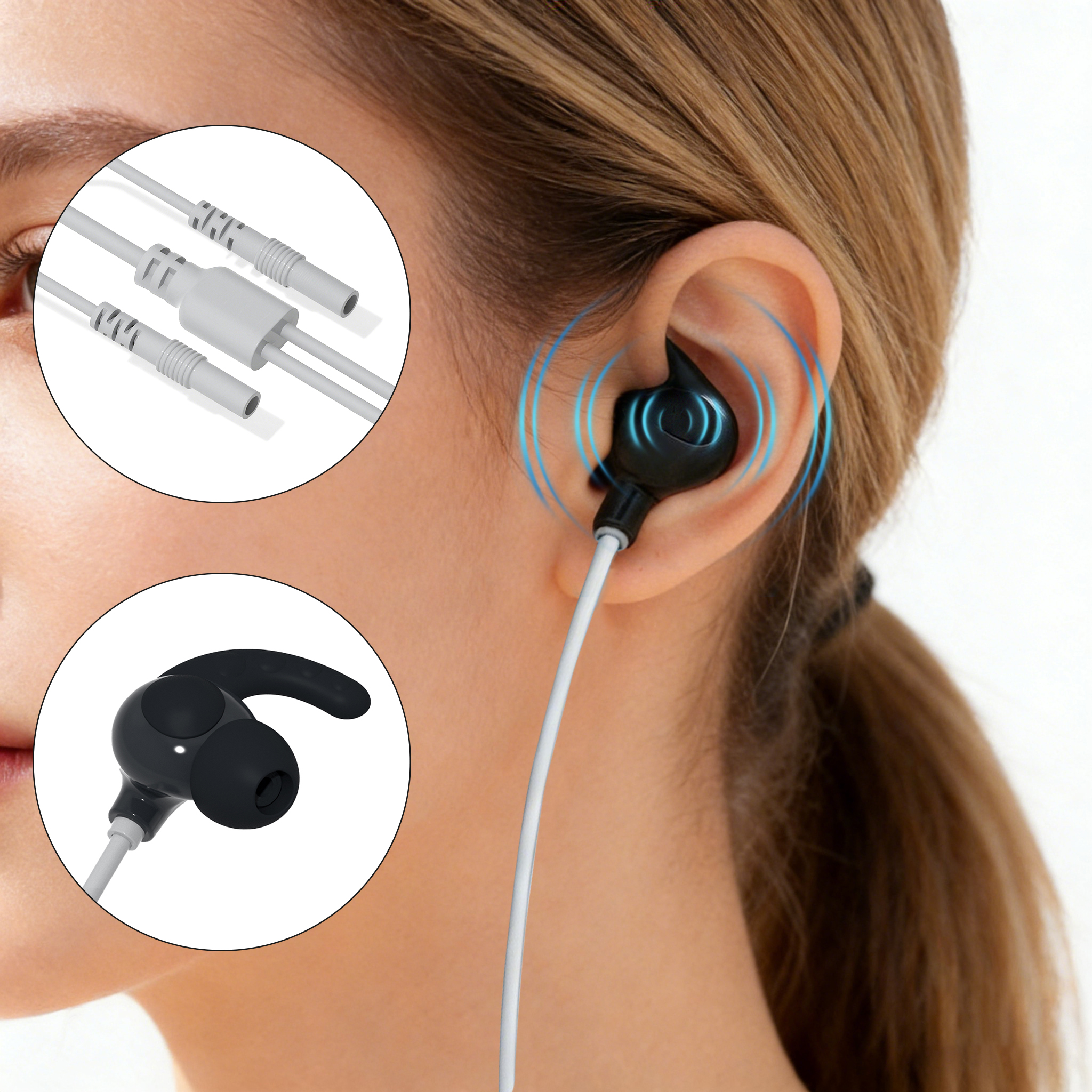 China tVNS Ear Clip Electrode Cable | SR Connector to Dual 2.0mm Round Pin Leads | Medical-Grade Transcutaneous Vagus Nerve Stimulation Cable manufacturer
