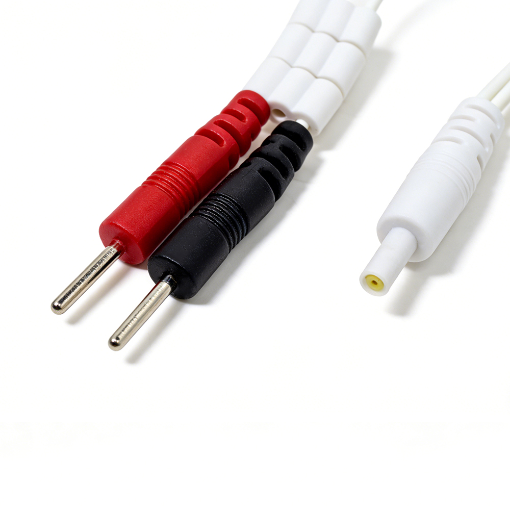 porcelana Cable médico de clavija de electrodo de CC de 2,35 mm a doble de 2,0 mm con triple deslizador: cable conductor de fisioterapia TENS/EMS fabricante