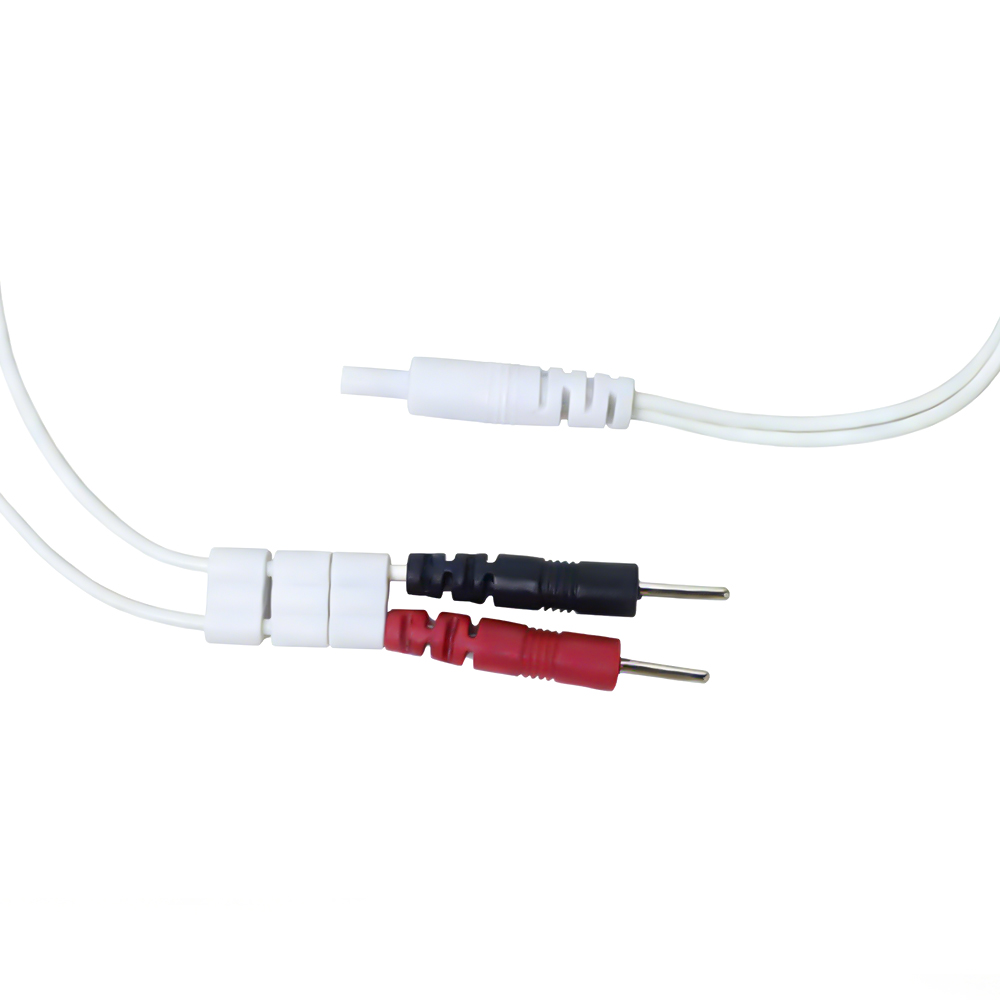 porcelana Cable médico de clavija de electrodo de CC de 2,35 mm a doble de 2,0 mm con triple deslizador: cable conductor de fisioterapia TENS/EMS fabricante