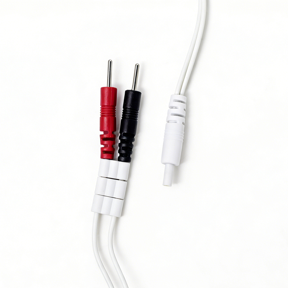porcelana Cable médico de clavija de electrodo de CC de 2,35 mm a doble de 2,0 mm con triple deslizador: cable conductor de fisioterapia TENS/EMS fabricante