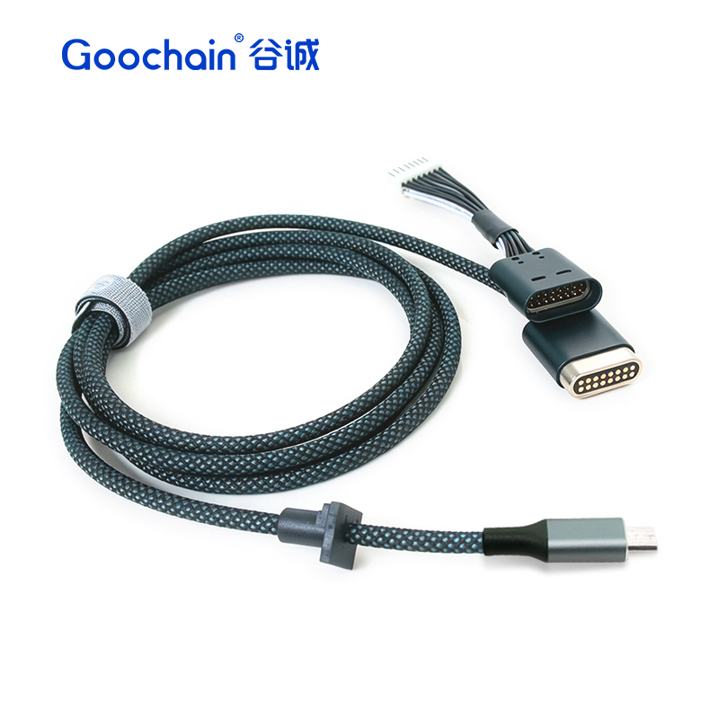 맞춤형 USB3.1 10Gbps Type-C - 16핀 포고 핀 자기 충전 및 데이터 케이블 | OEM 포고 핀 케이블 제조업체
