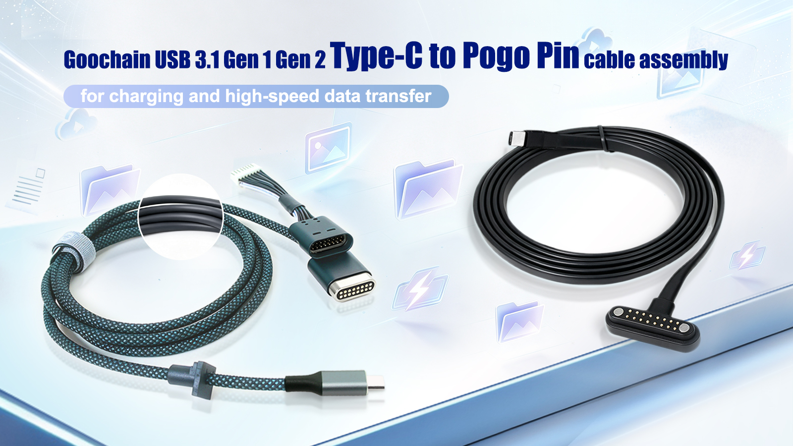 Goochain USB 3.1 Gen 1 / Gen 2 Type-C to Pogo Pin Cable Assembly for Charging and High-Speed Data Transfer