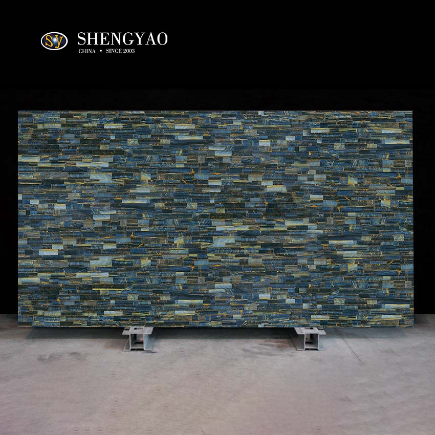 蓝虎眼石宝石大板批发