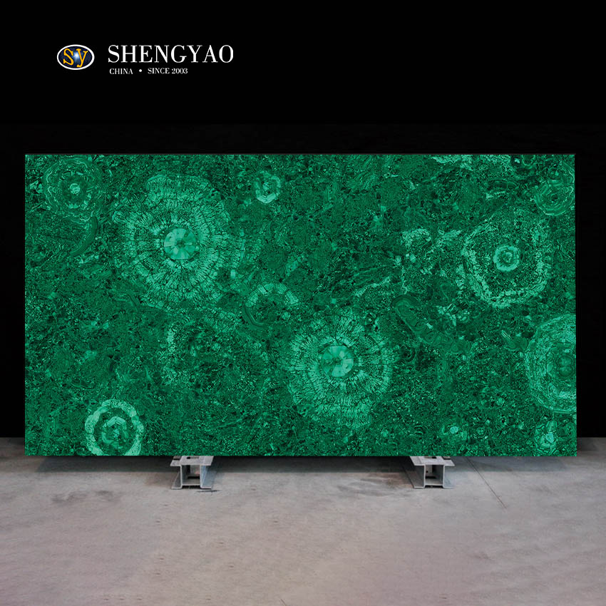 Flower Pattern Malachite Gemstone Slab