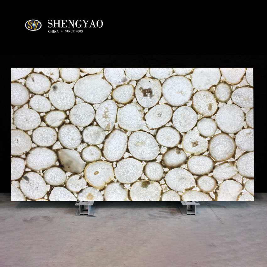 Hintergrundbeleuchtete weiße Achat-Edelsteinplatte Großhandel