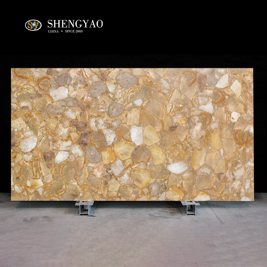 菊の化石半貴石スラブ