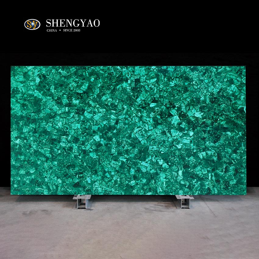 绿孔雀石半宝石板 |中国宝石板供应商