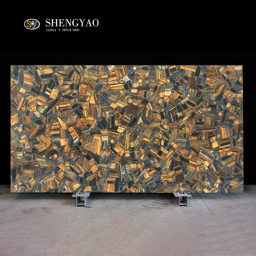 Large Tiger Eye Stone Slab | Gold And Blue Gemstone Slab