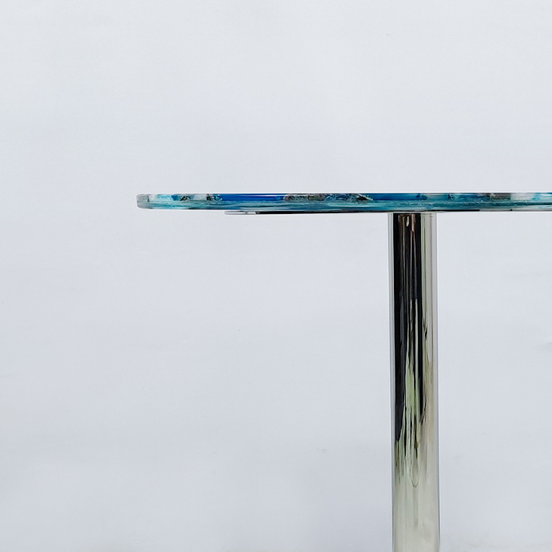 Tavolino di lusso in agata blu, tavolo in pietra semipreziosa con mobili in pietre preziose naturali