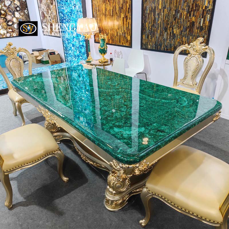 Luxurious Green Malachite Dining Table,Malachite Furniture Manufacturer China