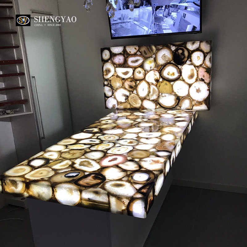 Von hinten beleuchtete braune Achat-Arbeitsplatte, Halbedelstein-Arbeitsplattenfabrik China