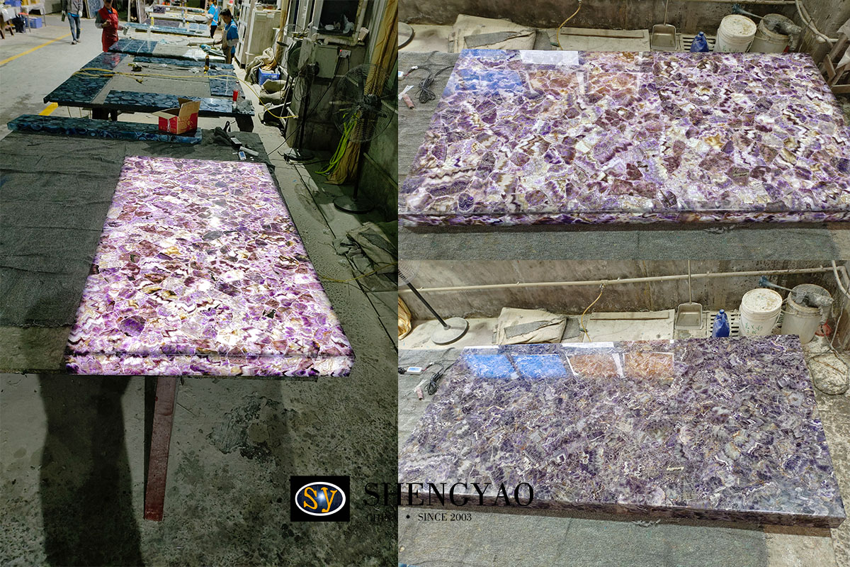 backlit amethyst countertop