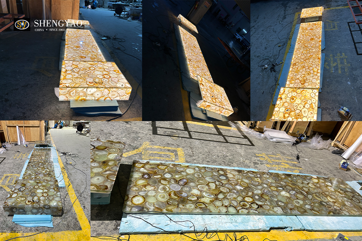 Backlit Brown Agate Stone Countertop