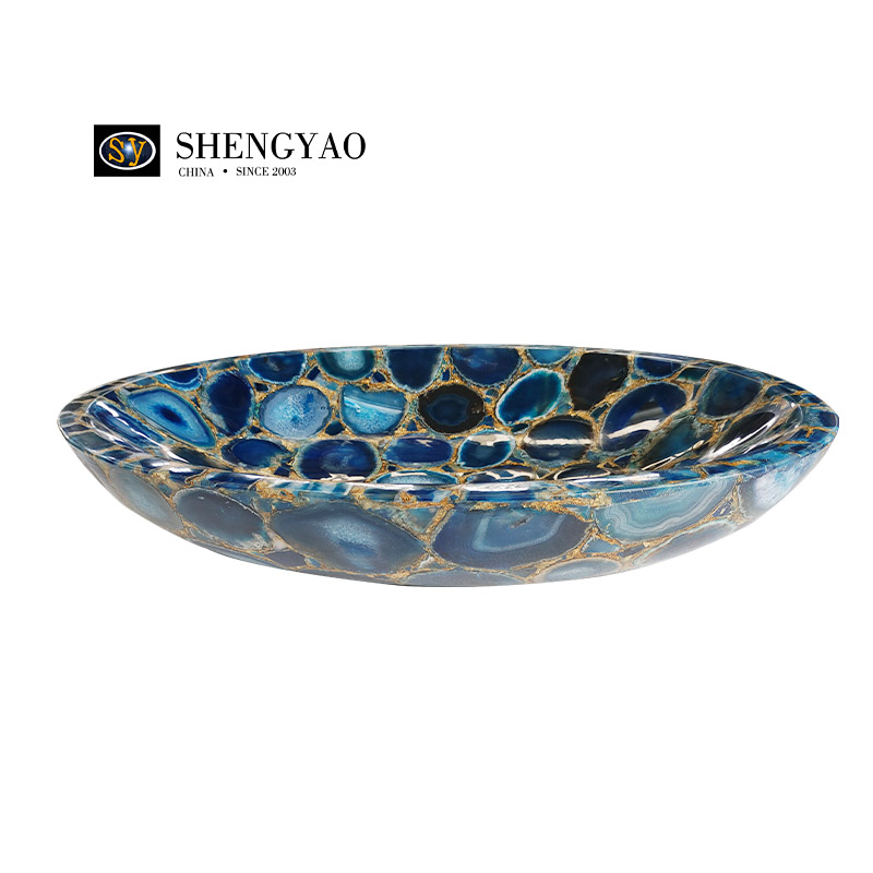 حوض غسيل حجر العقيق الأزرق الطبيعي