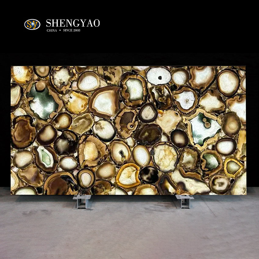 バックライト付き固体表面灰色瑪瑙石のスラブ