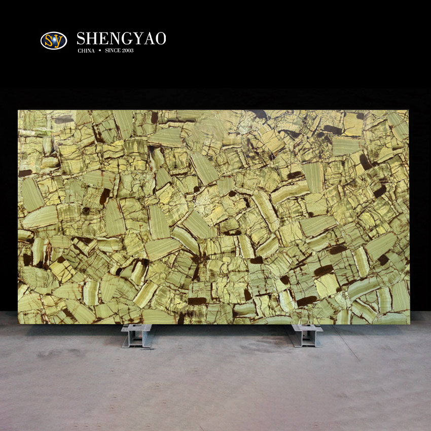 Dalles de jade vertes rétro-éclairées, fabricant de dalles en pierre semi-précieuses translucides