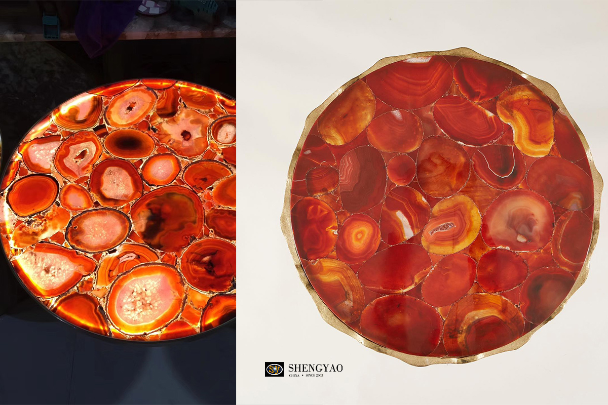 red agate semi precious stone table furniture