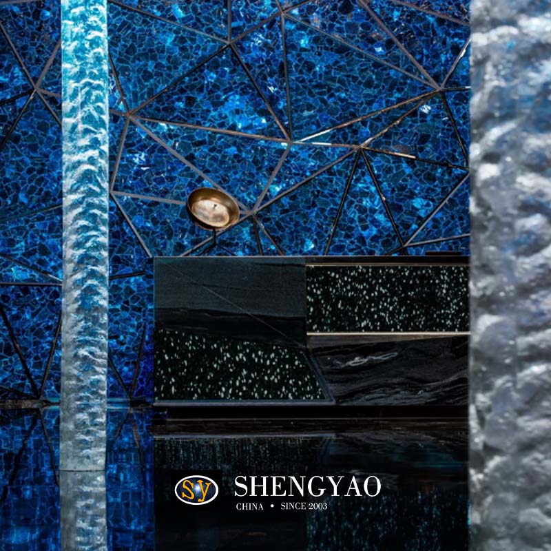 Where can translucent semi-precious stone slabs be used?
