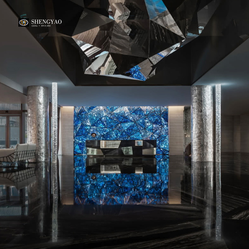 Backlit Blue Sodalite Jasper Wall for Hotel