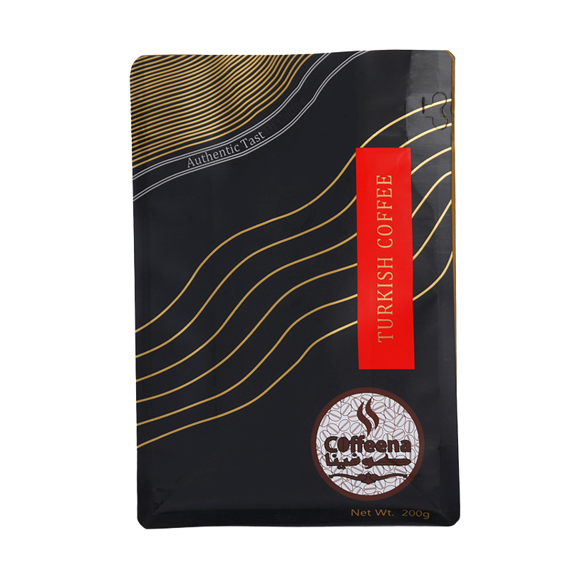 Aangepaste bedrukking platte bodem koffiebonen verpakkingstas plastic koffiezak;