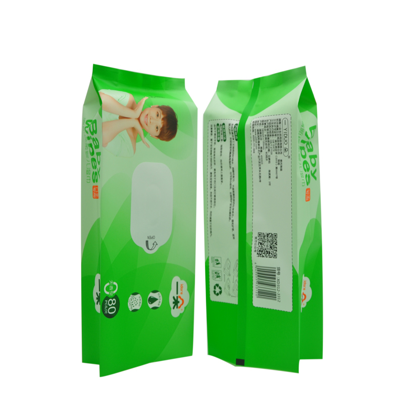 Side Gusset Plastic Sealing Baby Wet Wipes Bag with Sticker