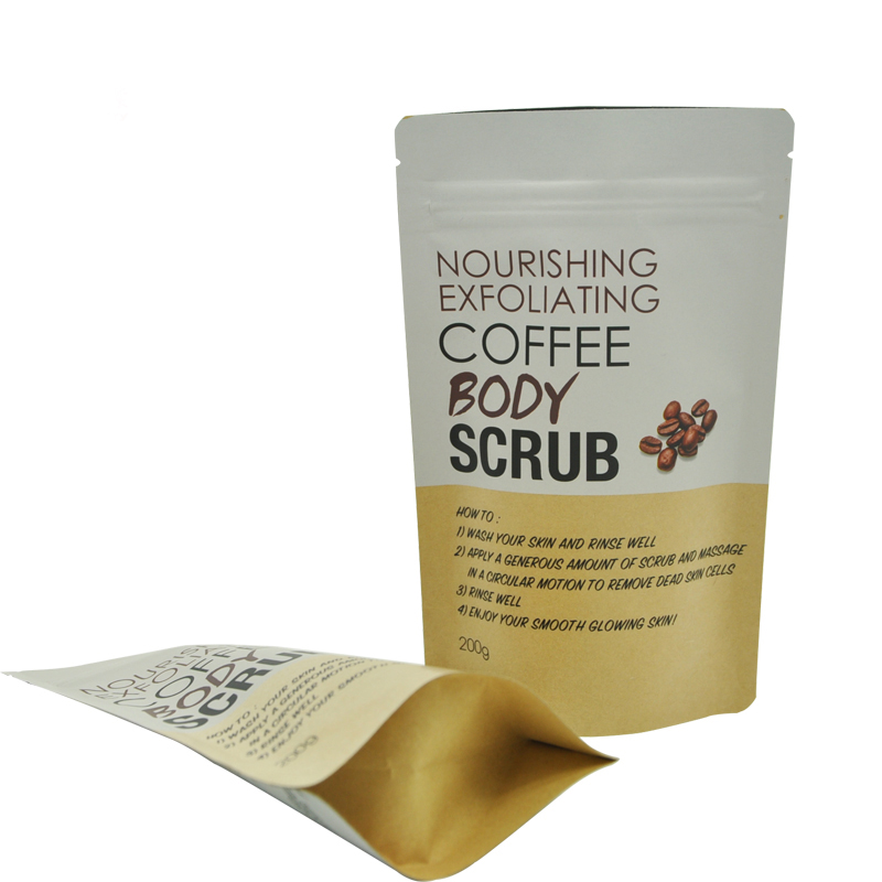 custom printed doypack stand up zipper ziplock food packaging aluminum foil Brown kraft paper bag