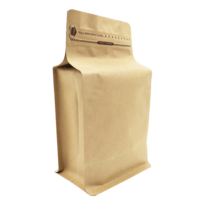 Custom Sizes Zip Lock Flat Bottom Coffee Food Packing Kraft Paper Doypack Bag with Valve