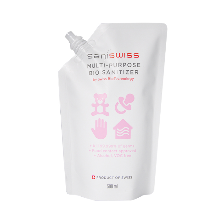 custom printed 500ml detergent stand up spout pouch with corner spout