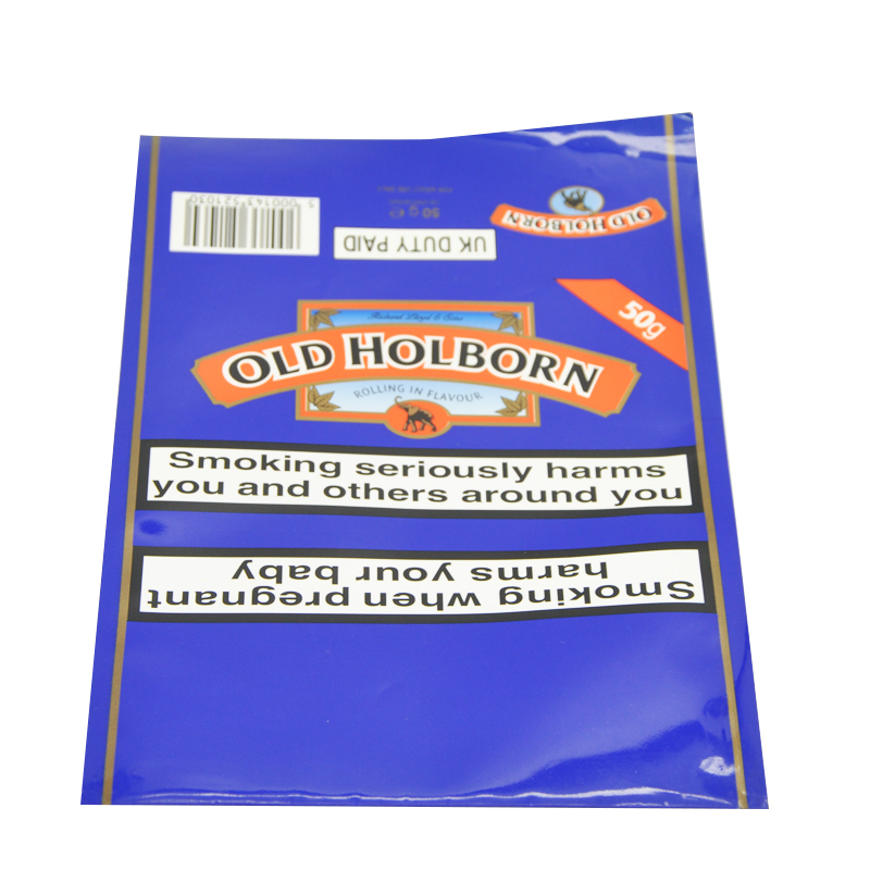 Custom printed empty hand rolling tobacco bag with zipper leaf tobacco pouches