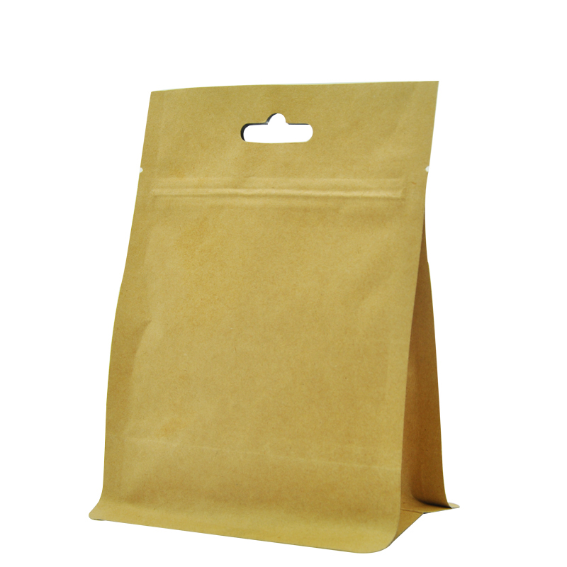 관례에 의하여 인쇄되는 편평한 바닥 Kraft 종이 물자 음식 견과 설탕 커피 지플락 포장 부대