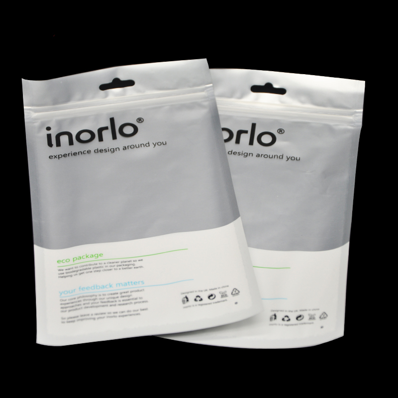 custom lined foil clear front flat pouch with zipper top