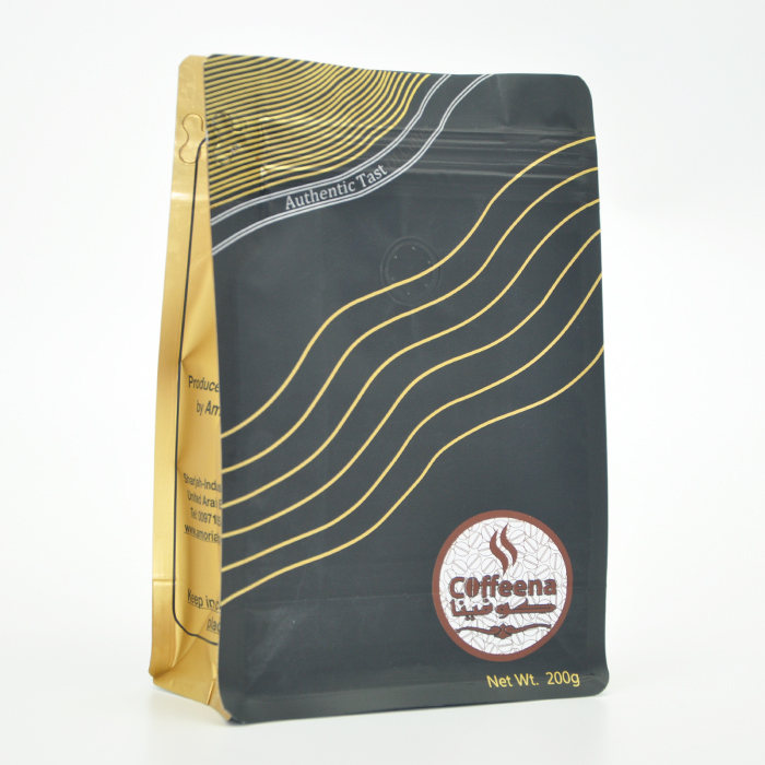 Factory customized printed logo waterproof vertical reusable coffee kraft paper bag