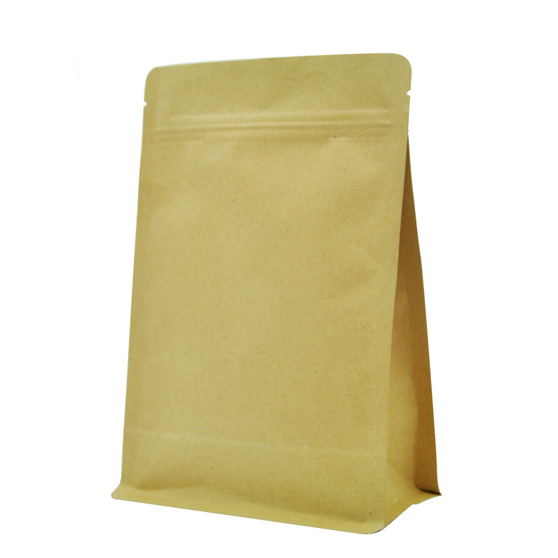 Yellow Kraft paper eight-sided sealed bag sealed moisture-proof waterproof half-weight thick sub-packed tea snacks storage