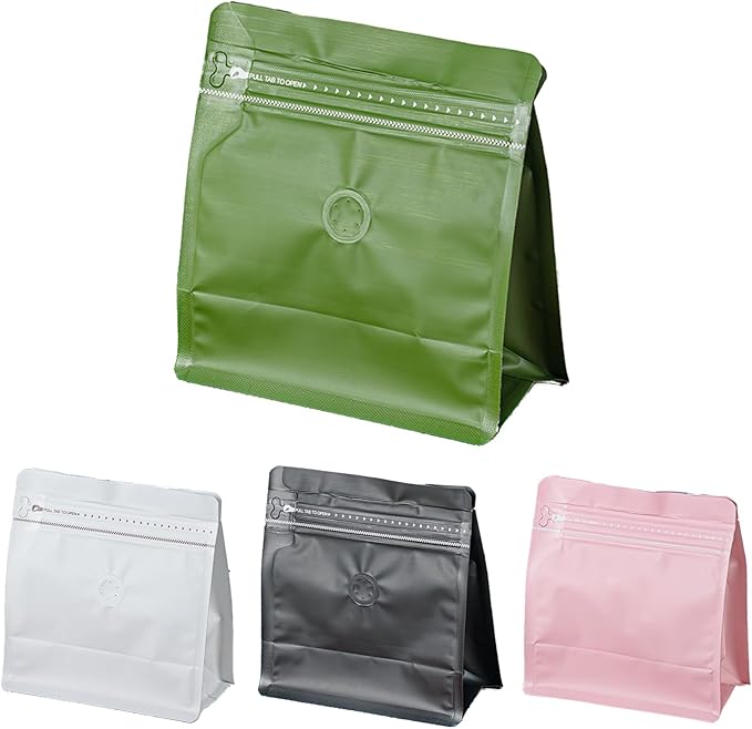 Sacs à café avec sac de café à soupape avec pochettes à fermeture éclair et vanne à soupape noir de café jaune noir sacs de rangement maison