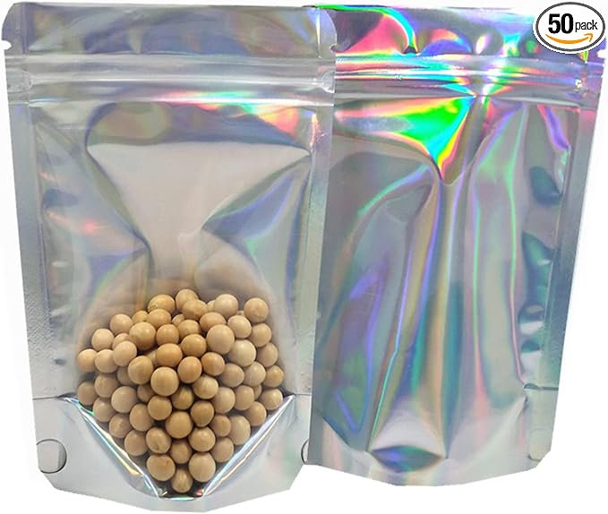 再封印可能なジッパーセルフシール透明なプラスチックアルミホイルバッグフラットヒートシール可能な小さなフードストレージバッグティアノッチハングホール