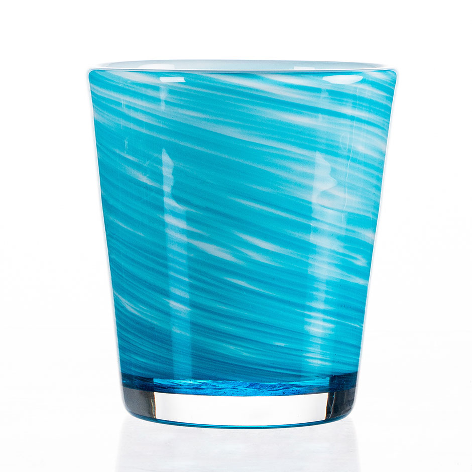 Cera di riempimento in vetro per portacandele colorata blu fatta a mano 10 once