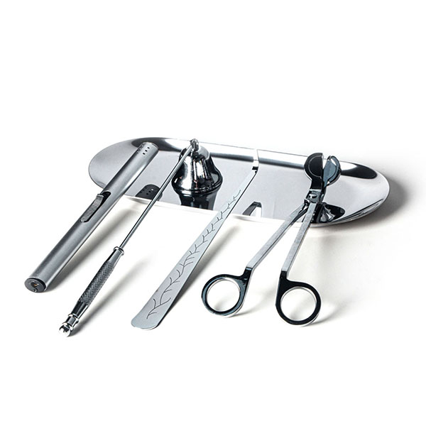 China Silver Candle Care Tool Set Wick Trimmer, Candle Dipper, Wick Sunffer, Candle Tray manufacturer