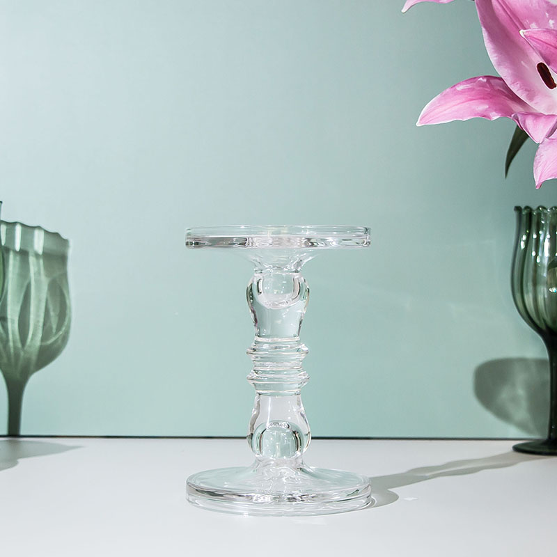 Pilier en verre fait à la main, cône, porte-bougie chandelier D 5,11 