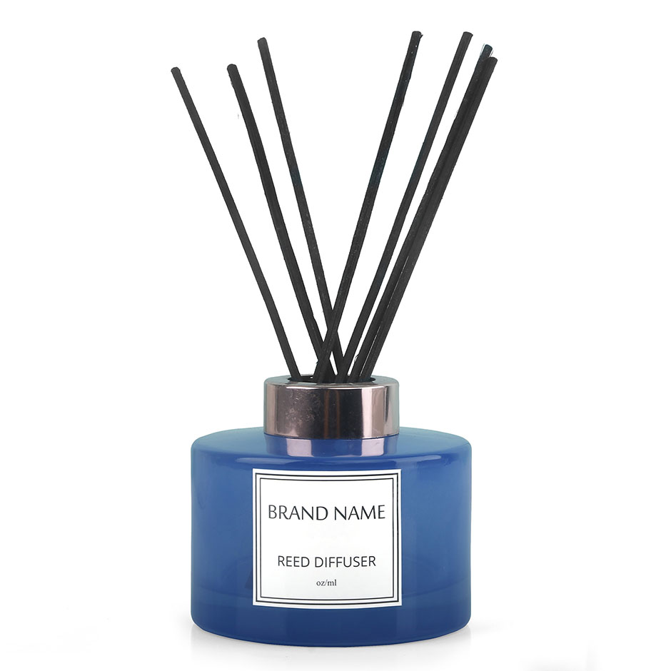 Fragancia para el hogar Botella difusora de caña de vidrio azul 5 oz