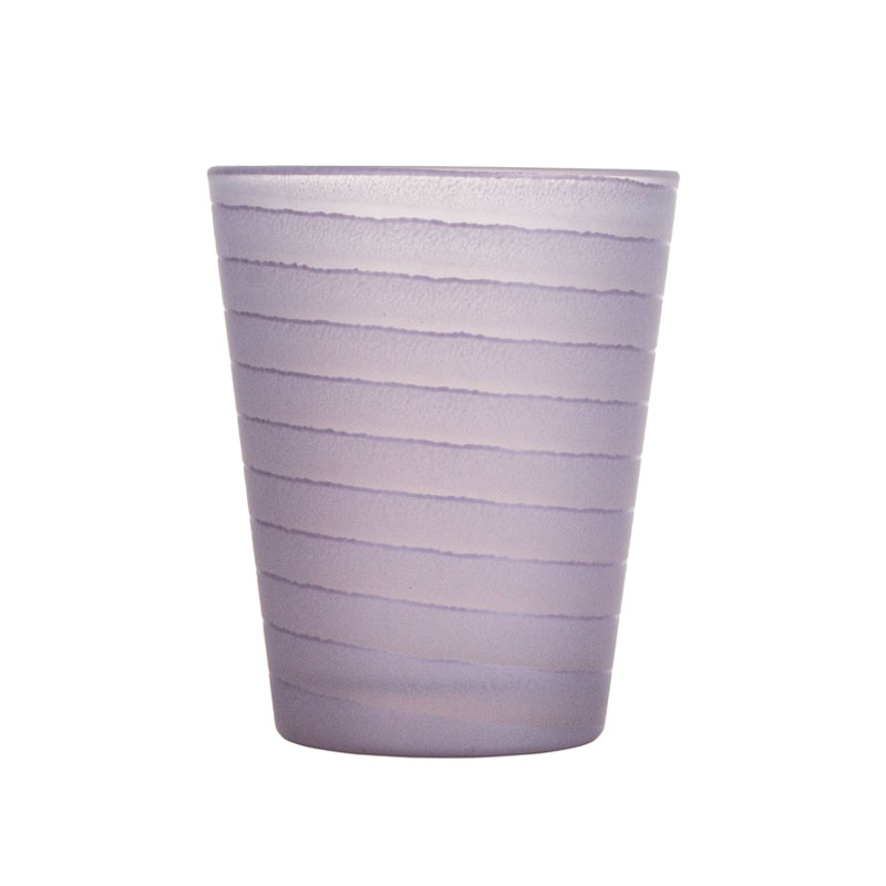 14 أوقية حامل شمعة من الأواني الزجاجية Highball مع موجة الرمل التشطيب الحفر