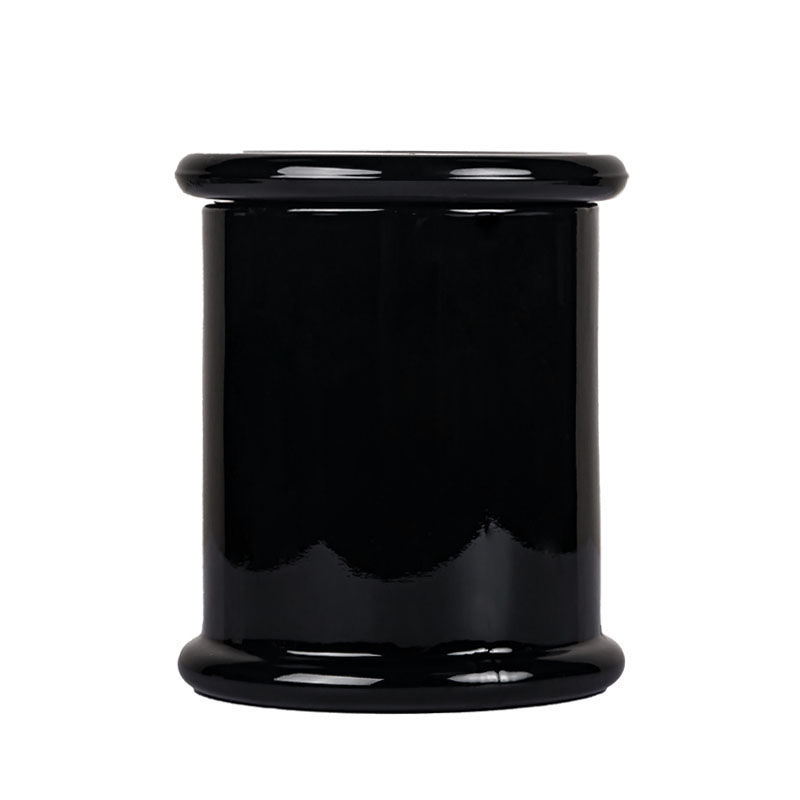黑色 Metro 玻璃蜡烛罐带盖 12.5 盎司空