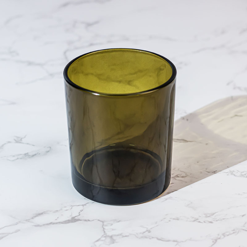 香りのキャンドル用の半透明のオリーブグリーンのガラス瓶