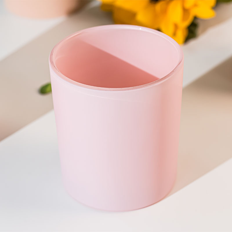 جرة زجاجية ذات شمعة وردية رائعة سعة 8 أوقية للشموع المعطرة بالخوخ