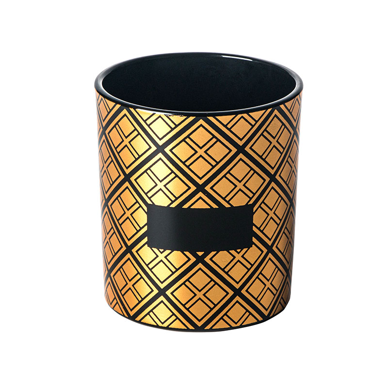 ゴールドフォイリングデカールキャンドルグラスジャー30clブラック