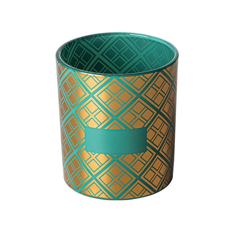 hot stamping emas dengan warna hijau semburan nazar pemegang lilin cemara putih